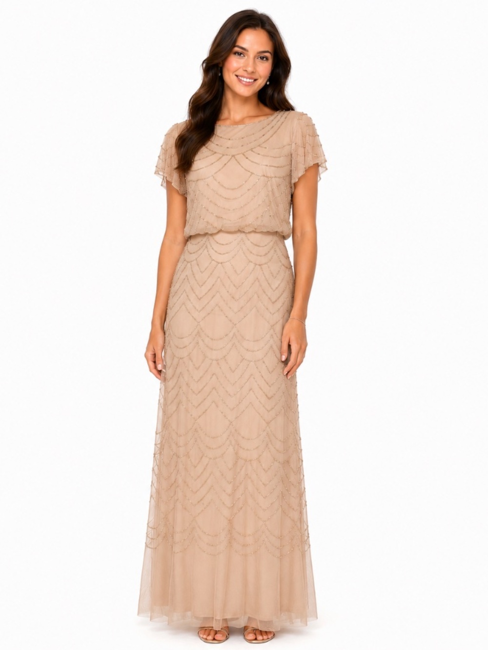 adrianna papell beaded mesh blouson dress Amazon.com: Adrianna Papell Womens Beaded Blouson Gown Special Occasion Dress, Rose Blush, 6 US : Clothing, Shoes & Jewelry